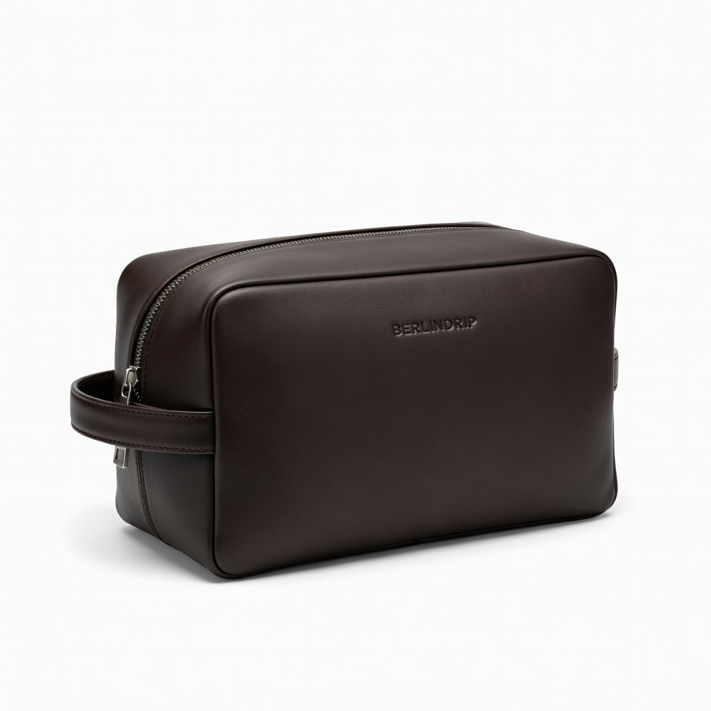 BERLINDRIP Leather Toiletry Bag – Luxury Travel Organizer for Men